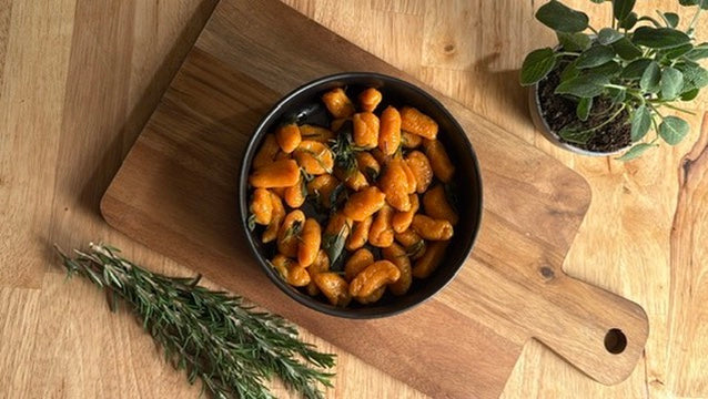 Sweet potato gnocchi with sage and rosemary 