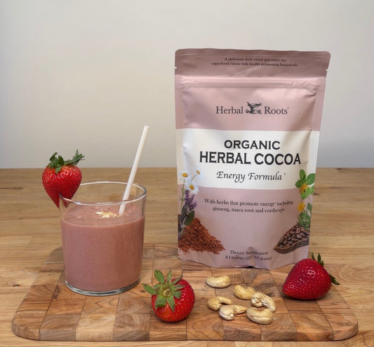 Chocolate Strawberry Smoothie with Herbal Roots Cocoa