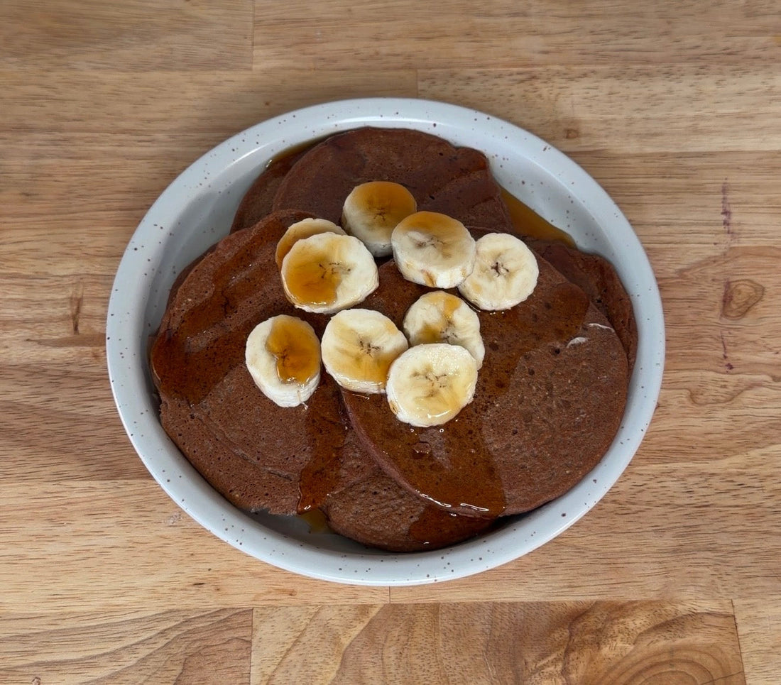 Herbal Cocoa Pancakes with toppings