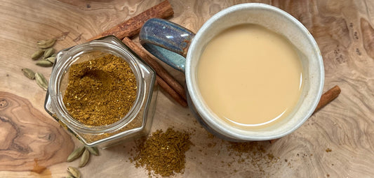 Chai tea and chai spice on a cutting board 