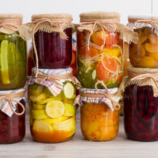 stacked mason jars of canned veggies